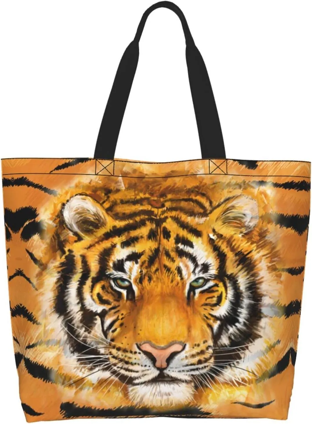 Tiger Shoulder Bag Cool Tiger Bags Storage Handle Shopping Bag Portable Animal Bag