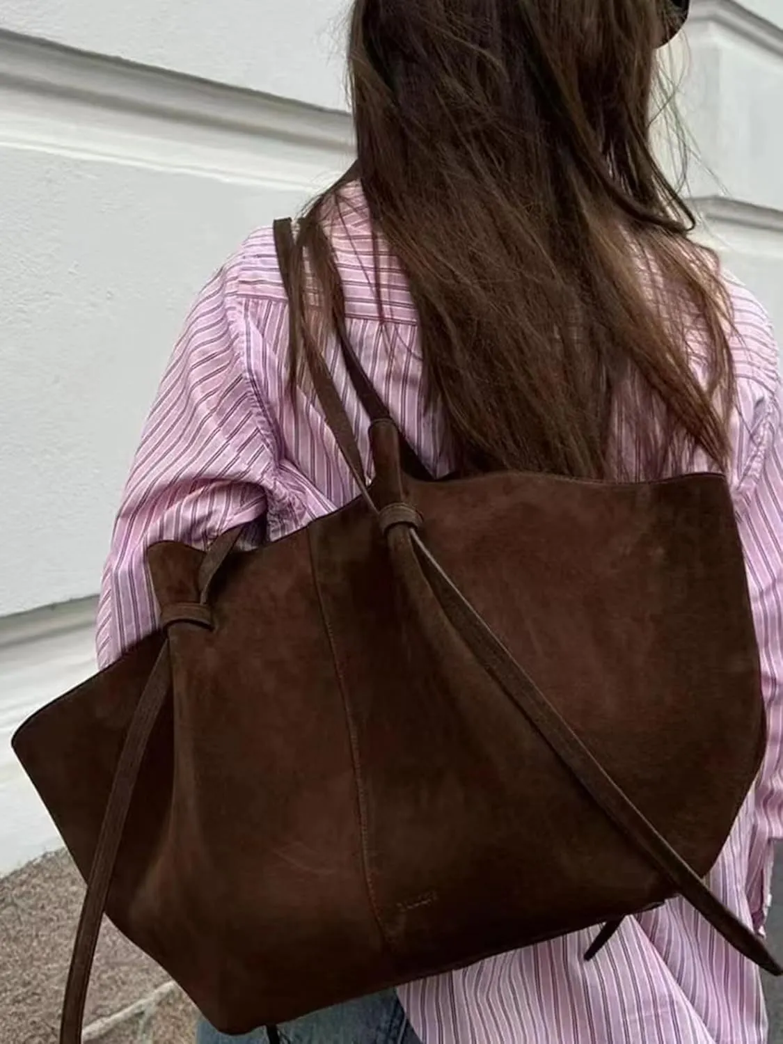 Tote Bags for Women Vintage Suede/Leather Top Handle Trendy Work Bags Shoulder Bag Hobo Purse,Coffee suede