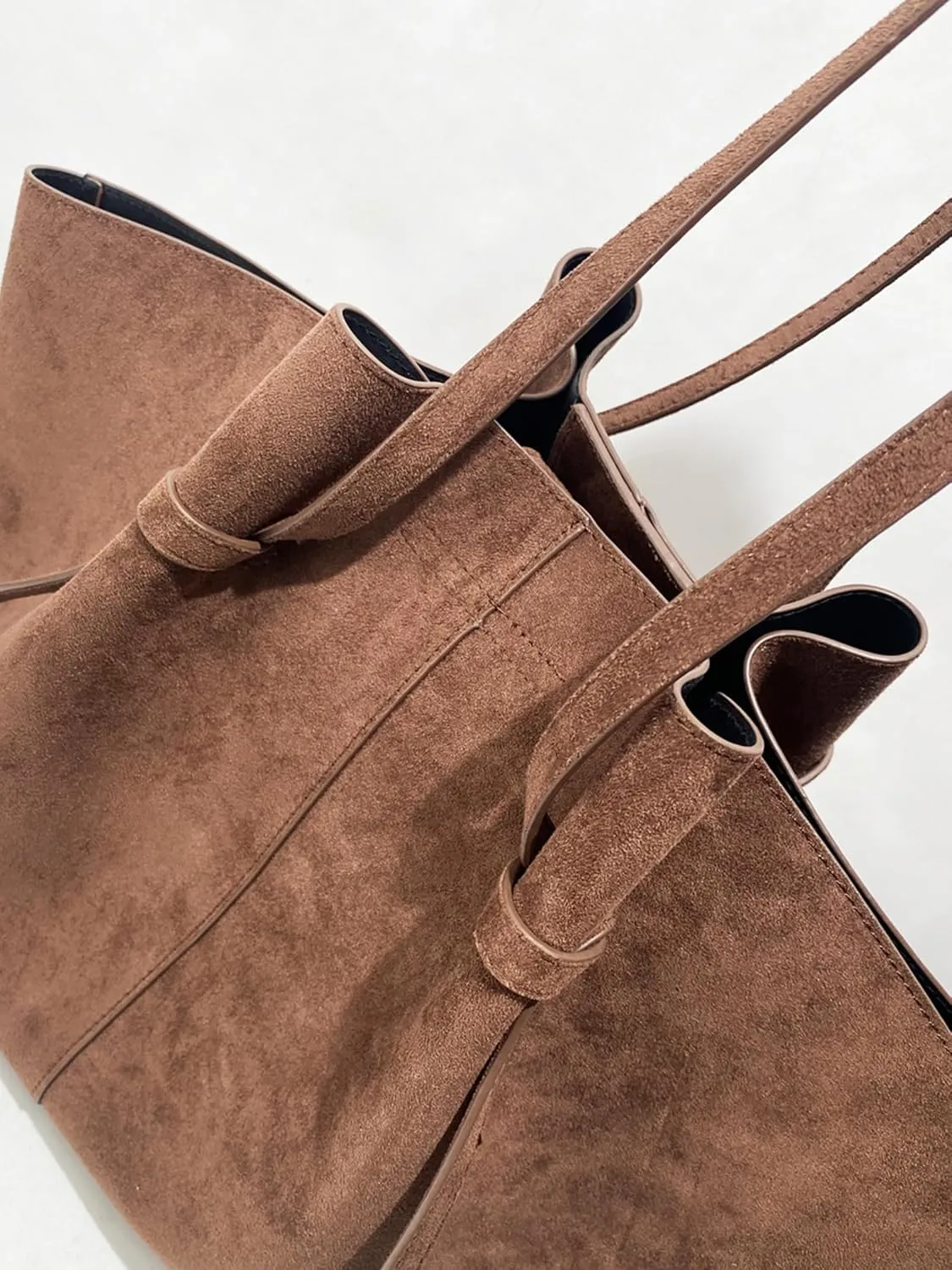 Tote Bags for Women Vintage Suede/Leather Top Handle Trendy Work Bags Shoulder Bag Hobo Purse,Khaki suede