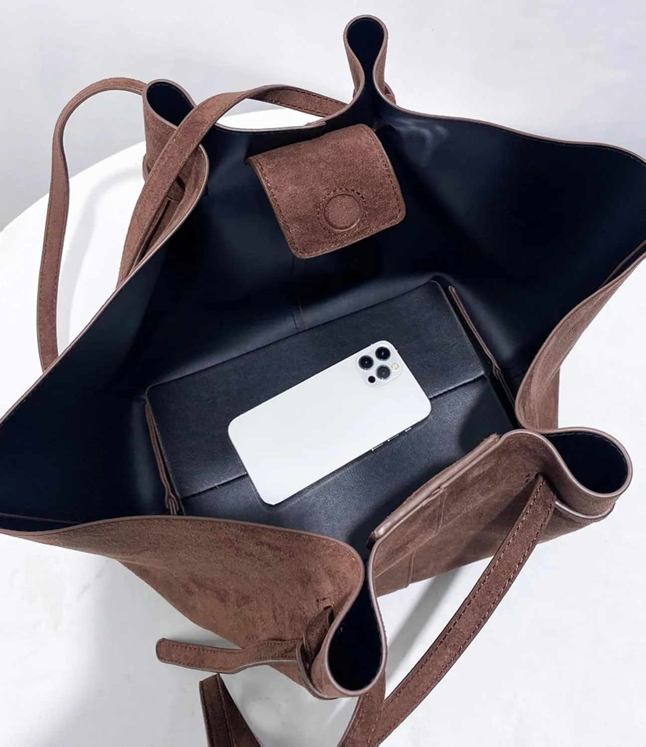 Tote Bags for Women Vintage Suede/Leather Top Handle Trendy Work Bags Shoulder Bag Hobo Purse,Khaki suede