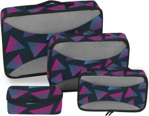 Travel Cubes 4 Set Luggage Bags Organizers Travel Cube Packing Cube Retro Geometry