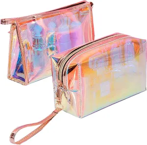 Travel Toiletry Bag for Women, TPU Makeup Bag Toiletry Bags for Traveing Women, Dazzling Clear Cosmetic Bag Womens Travel Toiletry Bag