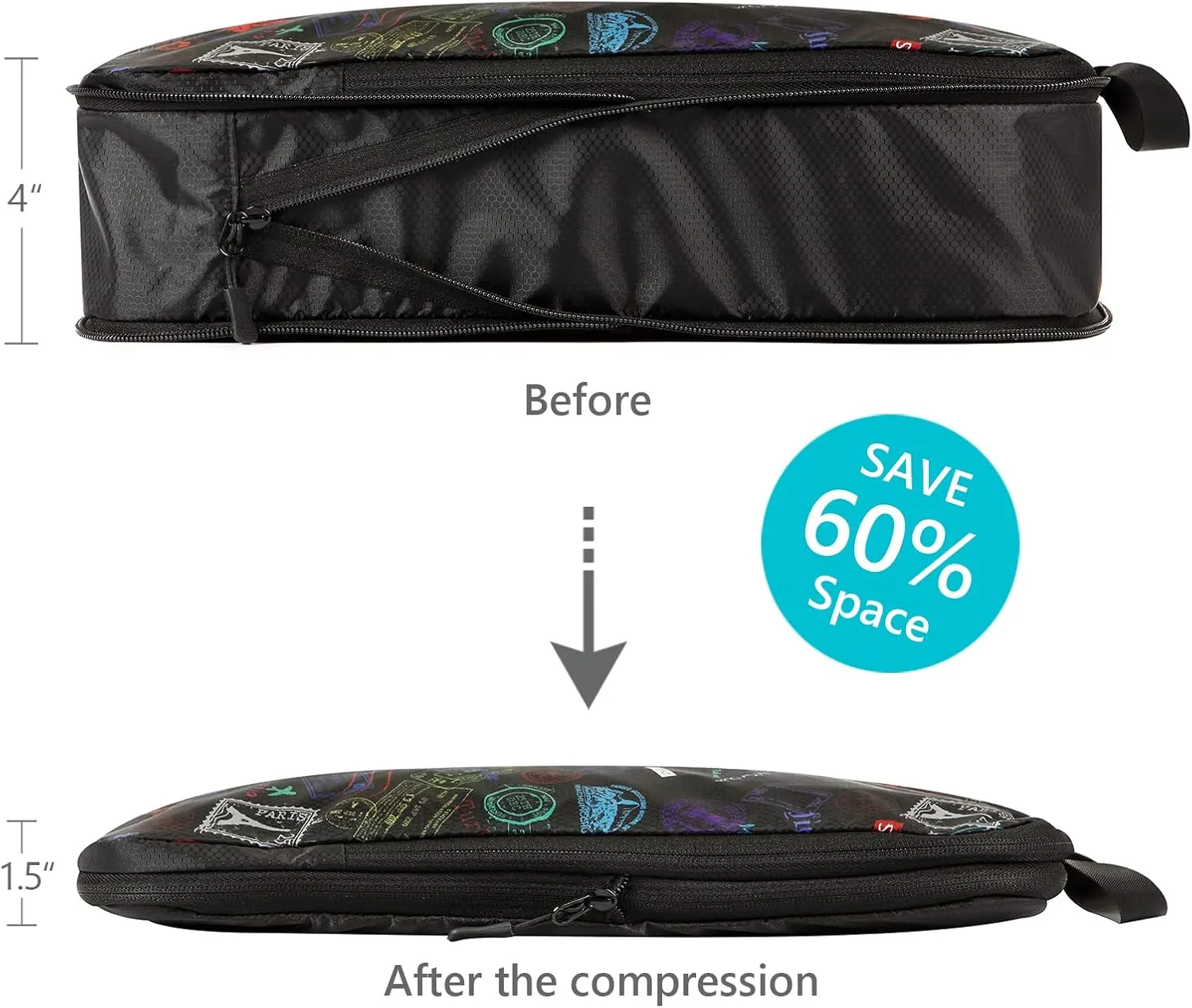 Travelkin 3 Set Packing Cubes - Compression Packing Cubes for Suitcase, Travel Organizers Bag Set