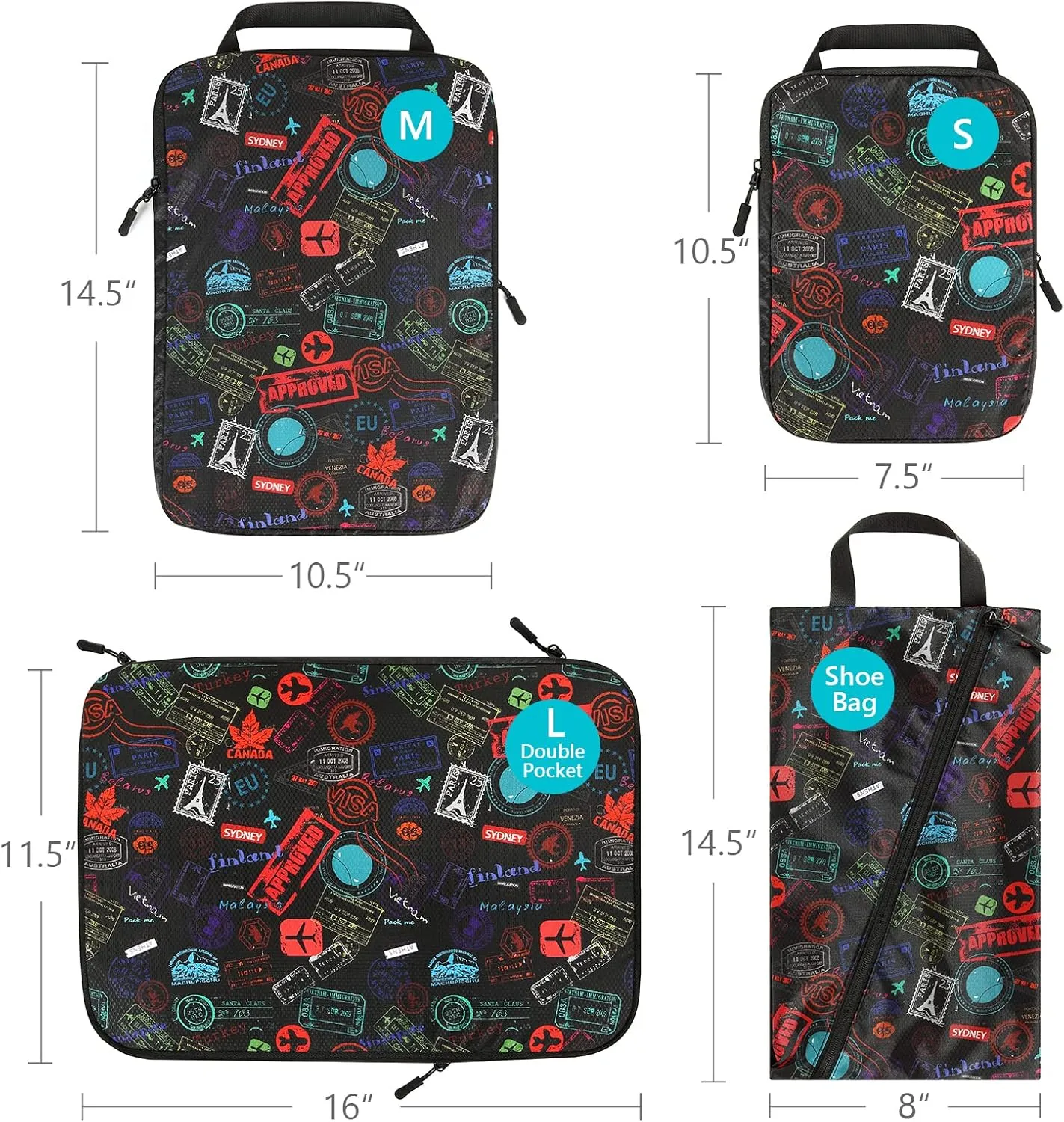 Travelkin 3 Set Packing Cubes - Compression Packing Cubes for Suitcase, Travel Organizers Bag Set