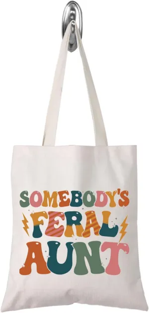 TSOTMO Somebody's Feral Aunt Tote Bag Aunt Gift Feral Auntie Gift Favorite Aunt Gift Cool Aunt Sister Gift