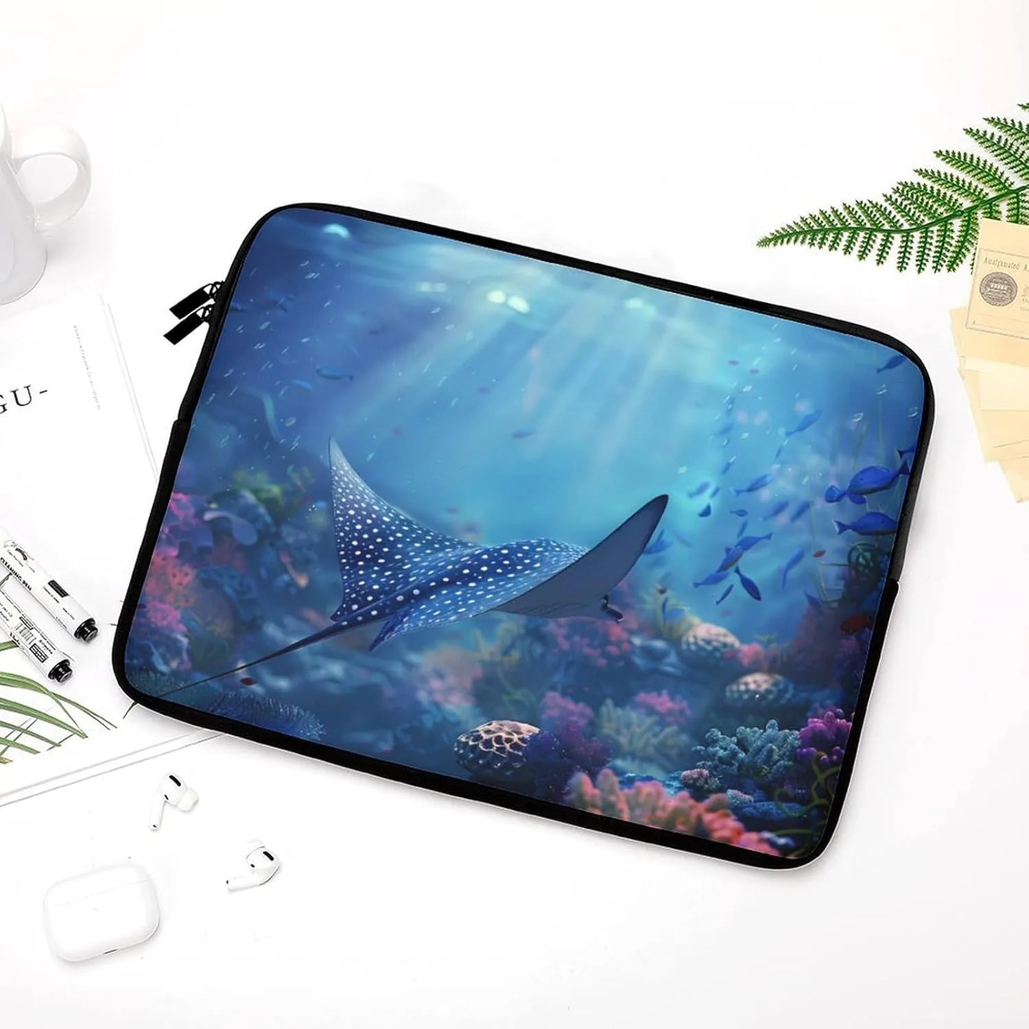 Undersea Wildlife Stingray Laptop Sleeve Case Protective Computer Bag Carrying Briefcase for Men Women