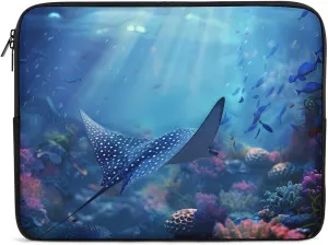 Undersea Wildlife Stingray Laptop Sleeve Case Protective Computer Bag Carrying Briefcase for Men Women