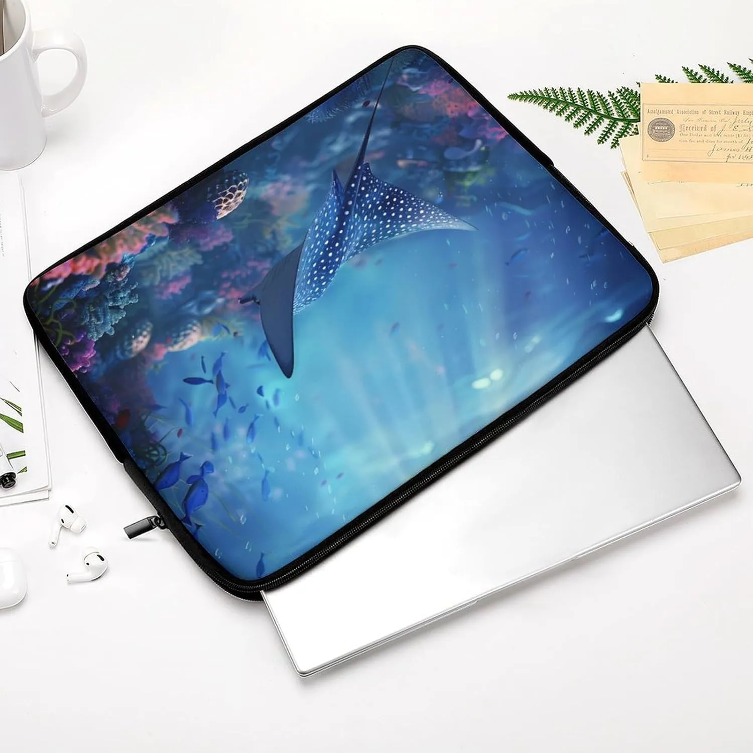 Undersea Wildlife Stingray Laptop Sleeve Case Protective Computer Bag Carrying Briefcase for Men Women