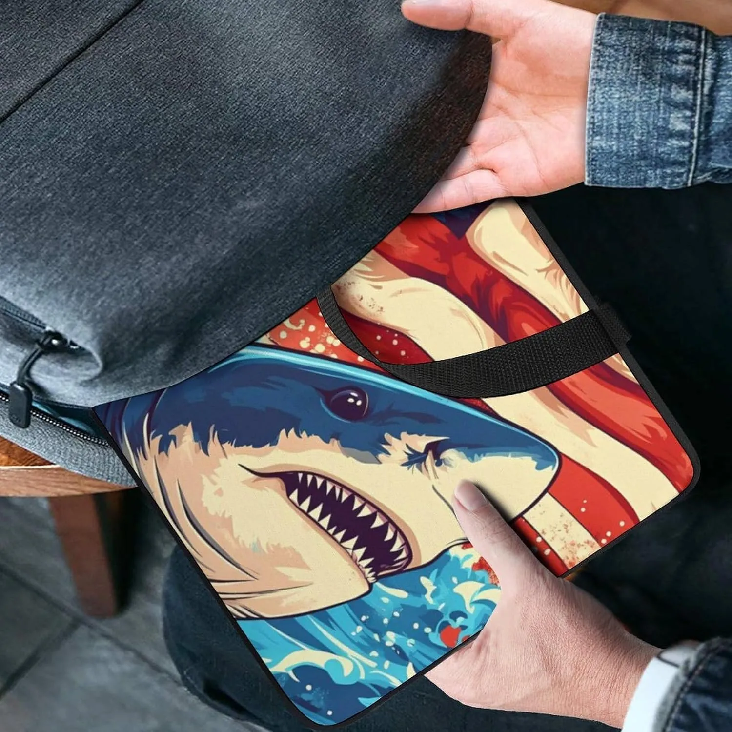 U.S.A Flag Shark Palm Trees Laptop Sleeve Bag Computer Carrying Case Laptops Protective Cover for Travel Business