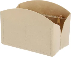 uxcell Purse Organizer Insert, Portable Felt Organizer Bags with Metal Zipper Multiple Compartments Purse Liner for Domed Satchel, Tote Bag, Handbag Shaper (8" x 4" x 5.5", Beige)