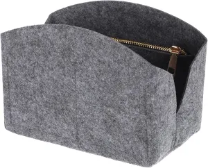 uxcell Purse Organizer Insert, Portable Felt Organizer Bags with Metal Zipper Multiple Compartments Purse Liner for Domed Satchel, Tote Bag, Handbag Shaper (8" x 4" x 5.5", Grey)