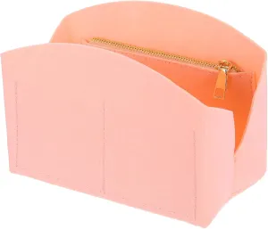 uxcell Purse Organizer Insert, Portable Felt Organizer Bags with Metal Zipper Multiple Compartments Purse Liner for Domed Satchel, Tote Bag, Handbag Shaper (8" x 4" x 5.5", Pink)