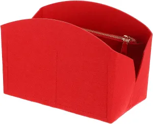 uxcell Purse Organizer Insert, Portable Felt Organizer Bags with Metal Zipper Multiple Compartments Purse Liner for Domed Satchel, Tote Bag, Handbag Shaper (8" x 4" x 5.5", Red)