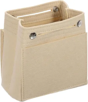 uxcell Purse Organizer Insert, Portable Felt Organizer Bags with Snap Multiple Compartments Purse Liner for Domed Satchel, Tote Bag, Handbag Shaper (7" x 4" x 6.3", Beige)