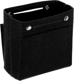 uxcell Purse Organizer Insert, Portable Felt Organizer Bags with Snap Multiple Compartments Purse Liner for Domed Satchel, Tote Bag, Handbag Shaper (7" x 4" x 6.3", Black)