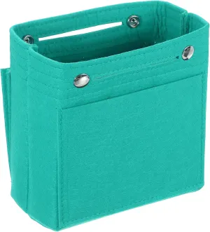 uxcell Purse Organizer Insert, Portable Felt Organizer Bags with Snap Multiple Compartments Purse Liner for Domed Satchel, Tote Bag, Handbag Shaper (7" x 4" x 6.3", Cyan)