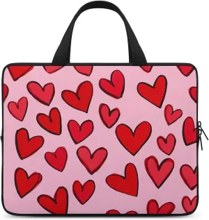 Valentine's Day Love Hearts Pattern Laptop Sleeve Bag Computer Carrying Case Laptops Protective Cover for Travel Business