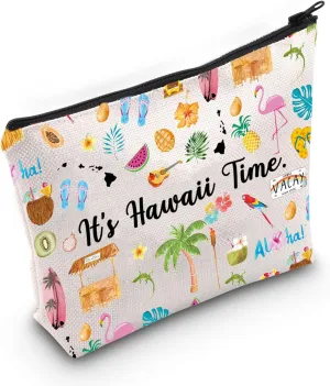 VAMSII Hawaii Makeup Bag For Women Hawaii State Gift Hawaii Souvenir Gifts Hawaiian Travel Bag Hawaii Vacation Gifts (beige)