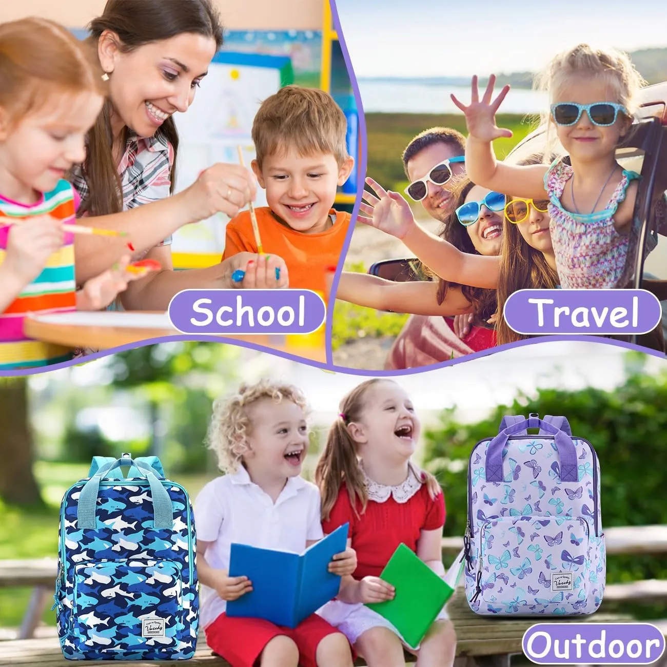 VASCHY Dinosaur Backpacks Kids, Lightweight Toddler Kids Preschool Backpack for Children