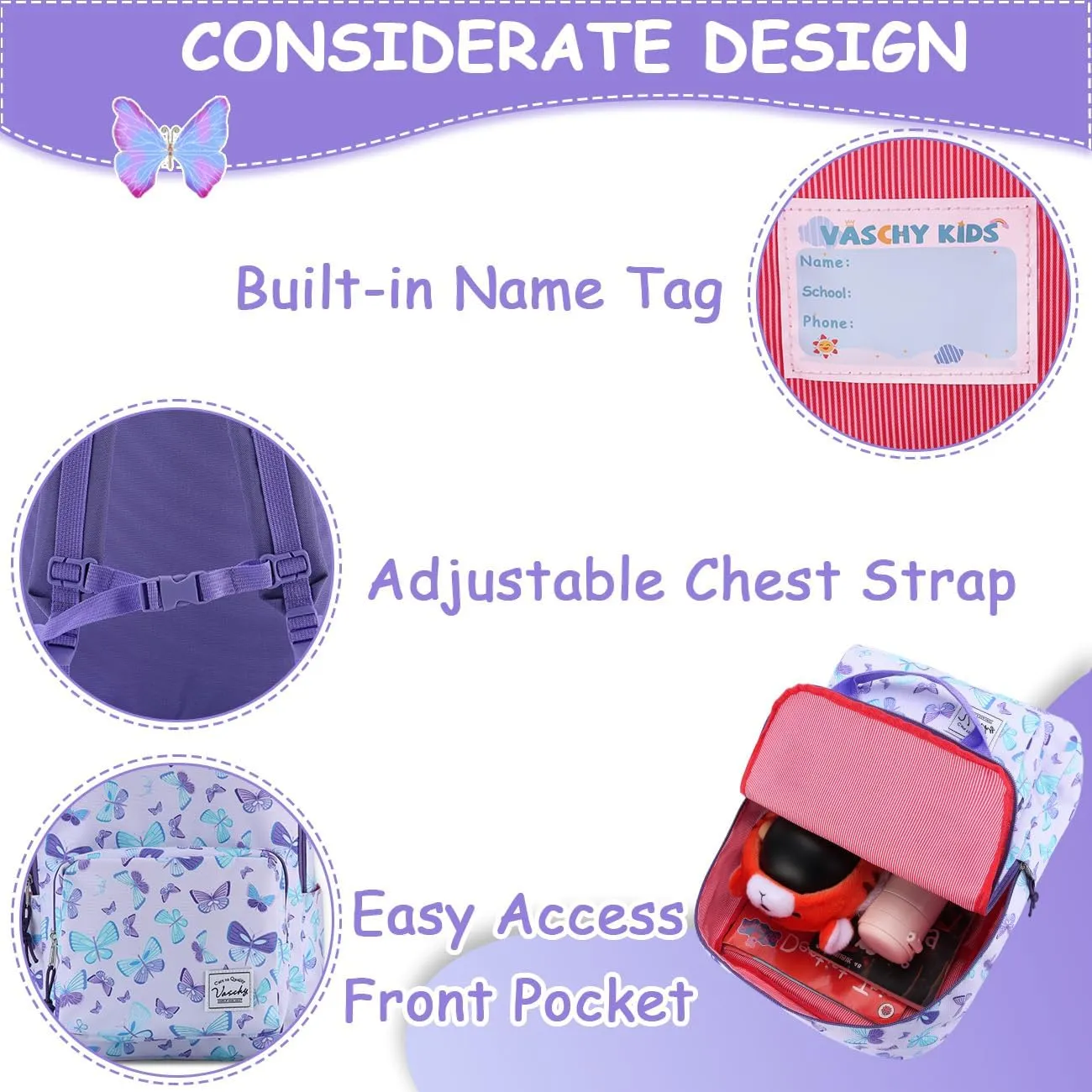 VASCHY Dinosaur Backpacks Kids, Lightweight Toddler Kids Preschool Backpack for Children