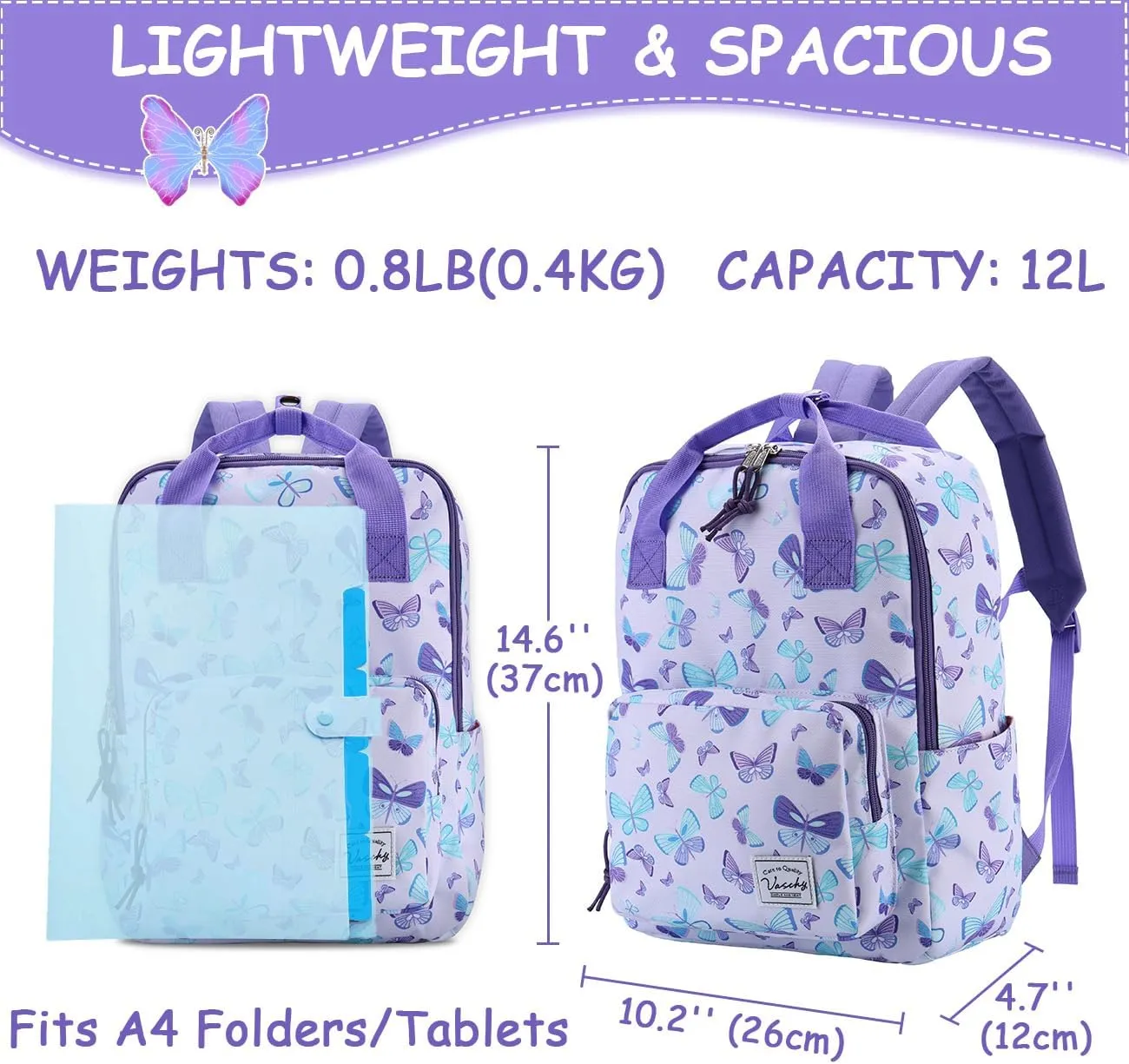 VASCHY Dinosaur Backpacks Kids, Lightweight Toddler Kids Preschool Backpack for Children