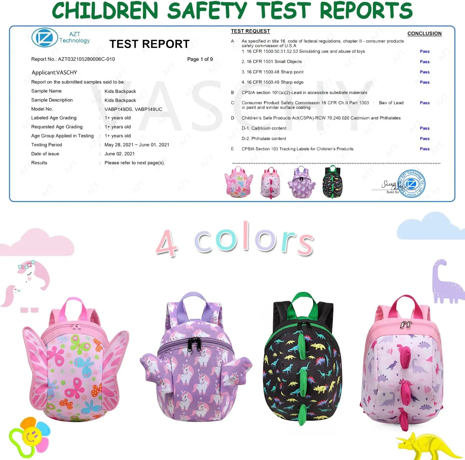 VASCHY Mini Toddler Backpack with Leash, Ultra Lightweight Tiny Little Daycare Backpack