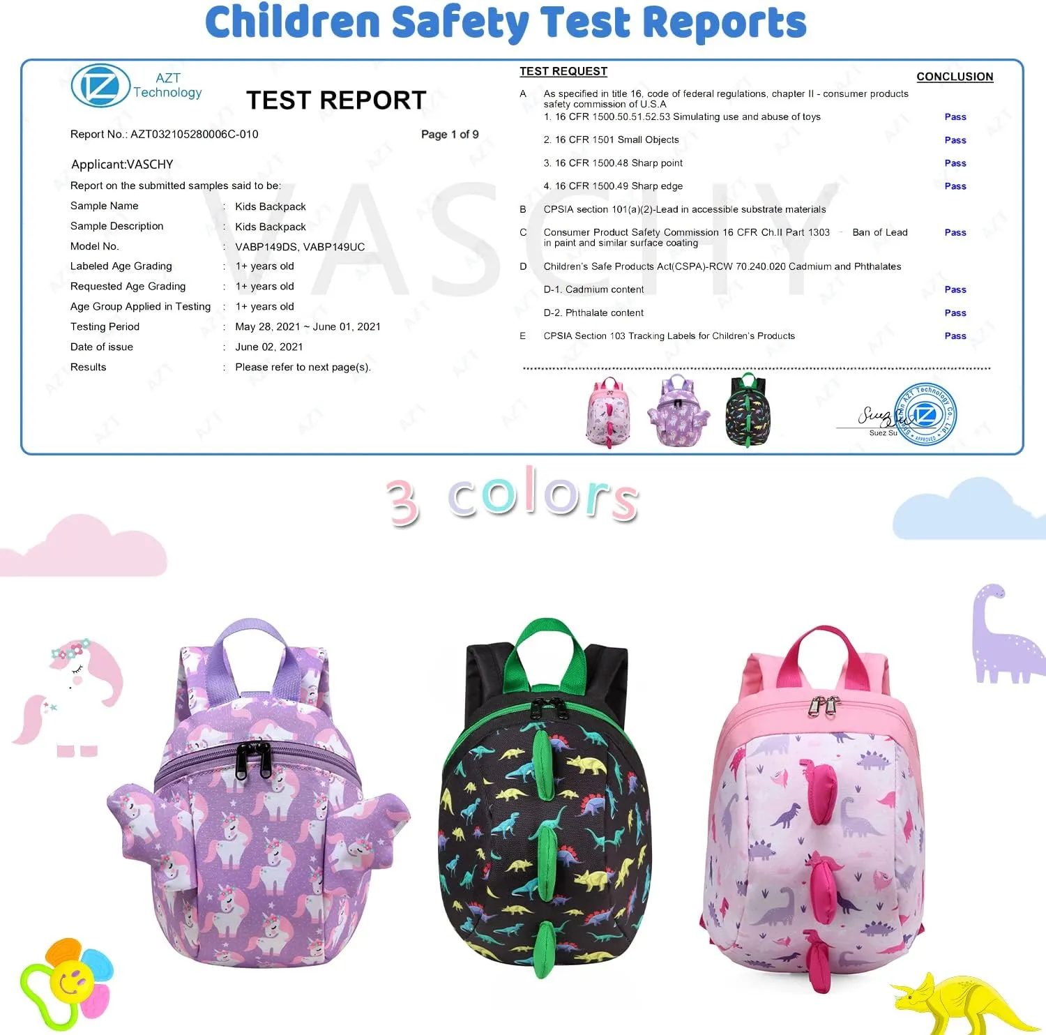 VASCHY Mini Toddler Backpack with Leash, Ultra Lightweight Tiny Little Daycare Backpack
