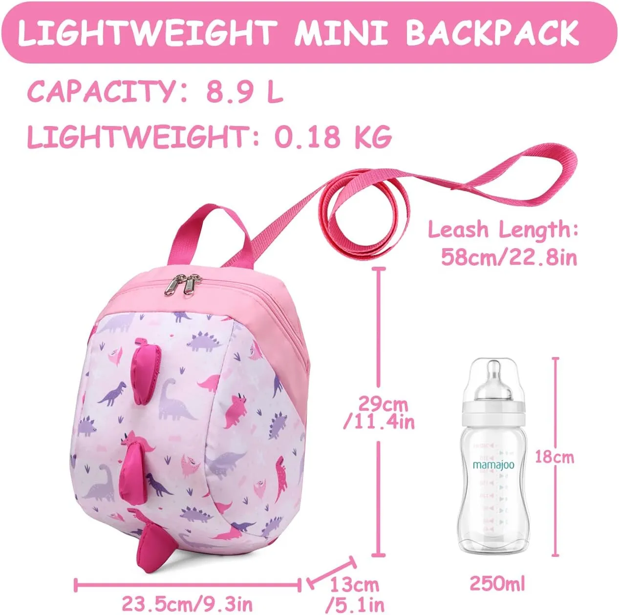VASCHY Mini Toddler Backpack with Leash, Ultra Lightweight Tiny Little Daycare Backpack