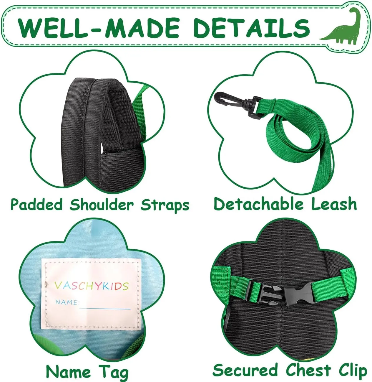 VASCHY Mini Toddler Backpack with Leash, Ultra Lightweight Tiny Little Daycare Backpack