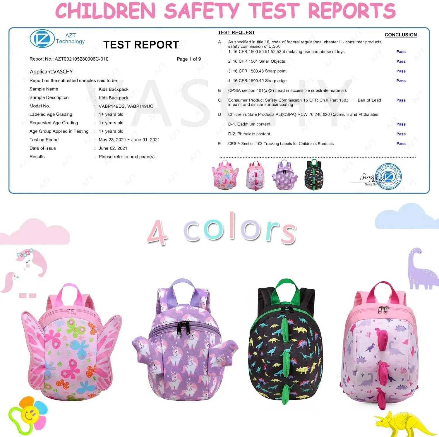 VASCHY Mini Toddler Backpack with Leash, Ultra Lightweight Tiny Little Daycare Backpack