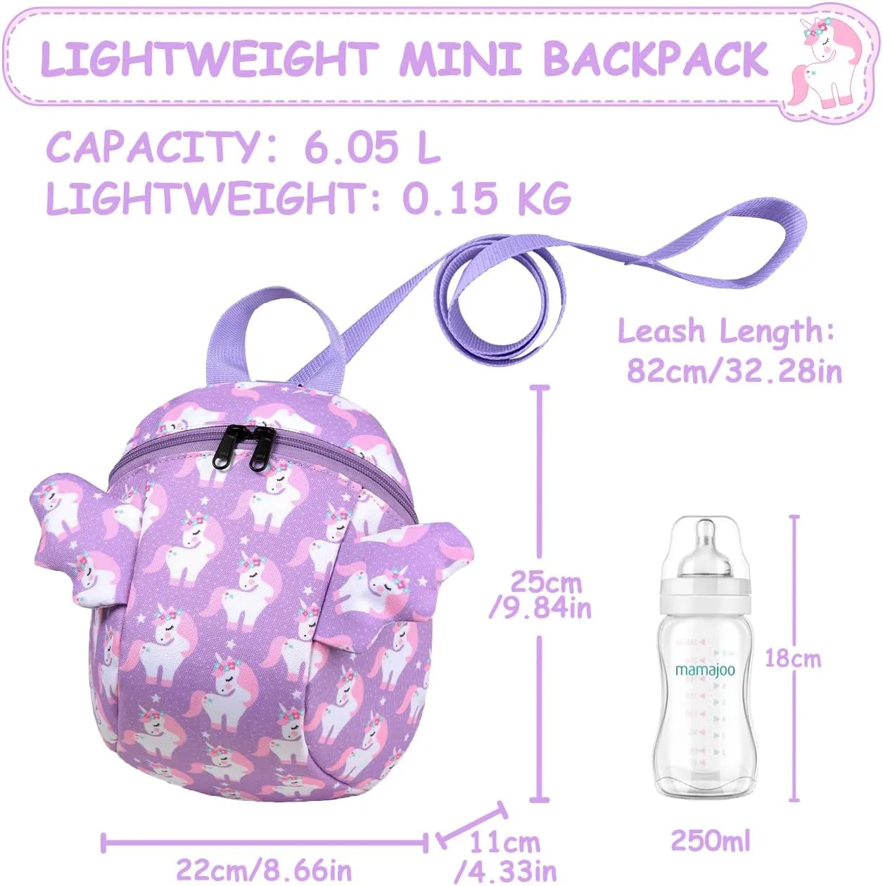 VASCHY Mini Toddler Backpack with Leash, Ultra Lightweight Tiny Little Daycare Backpack