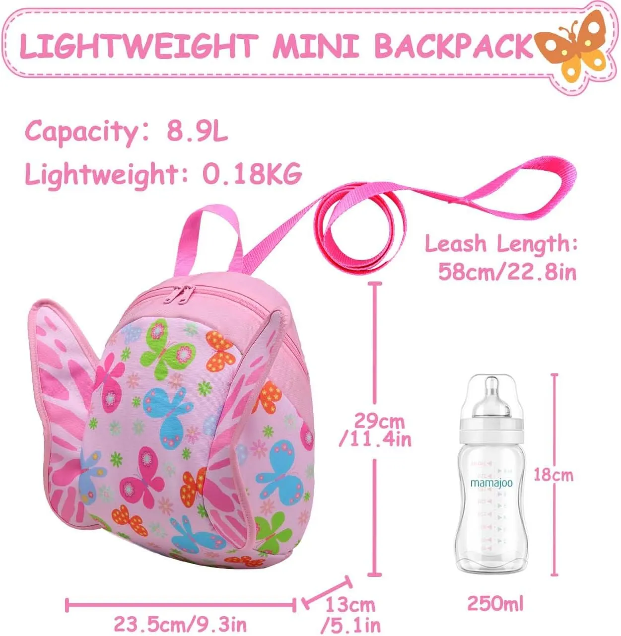 VASCHY Mini Toddler Backpack with Leash, Ultra Lightweight Tiny Little Daycare Backpack