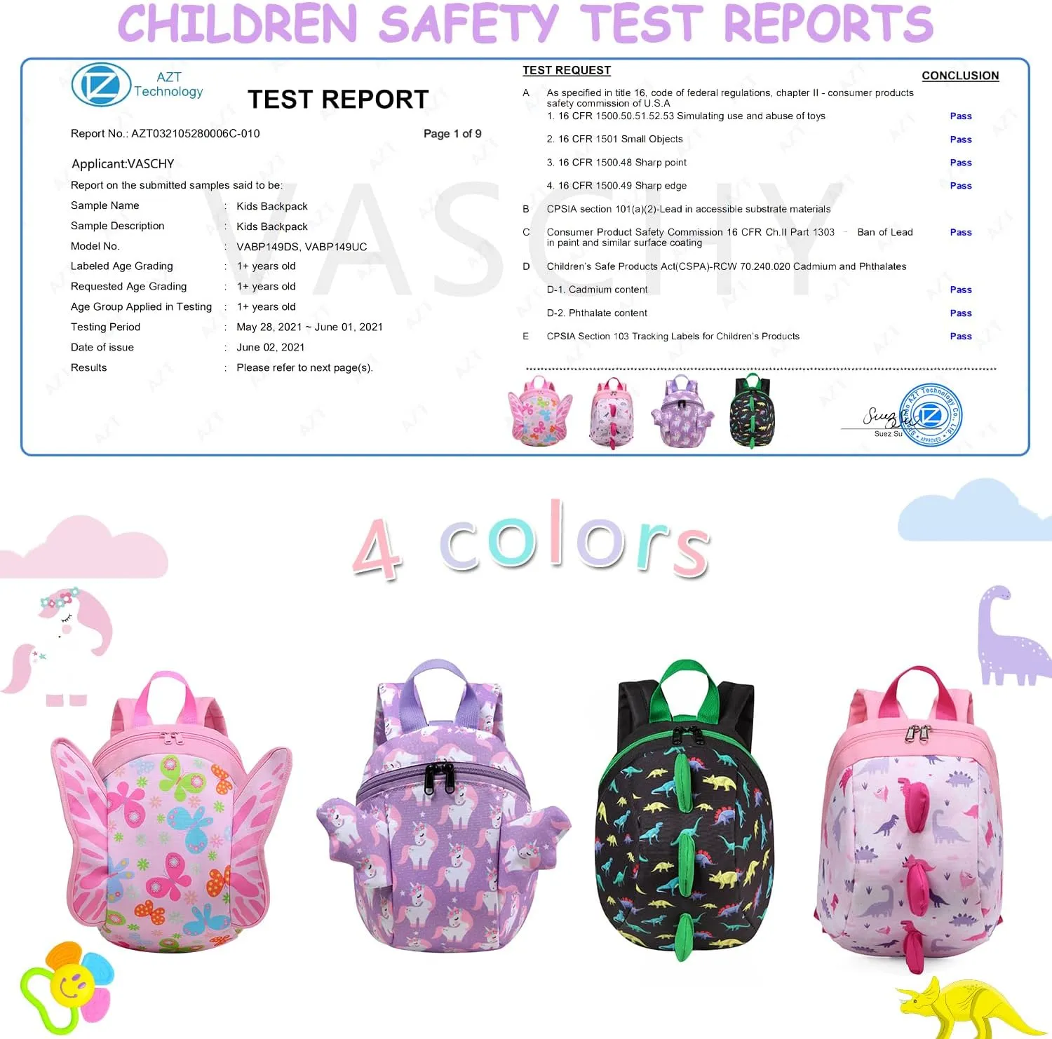 VASCHY Mini Toddler Backpack with Leash, Ultra Lightweight Tiny Little Daycare Backpack