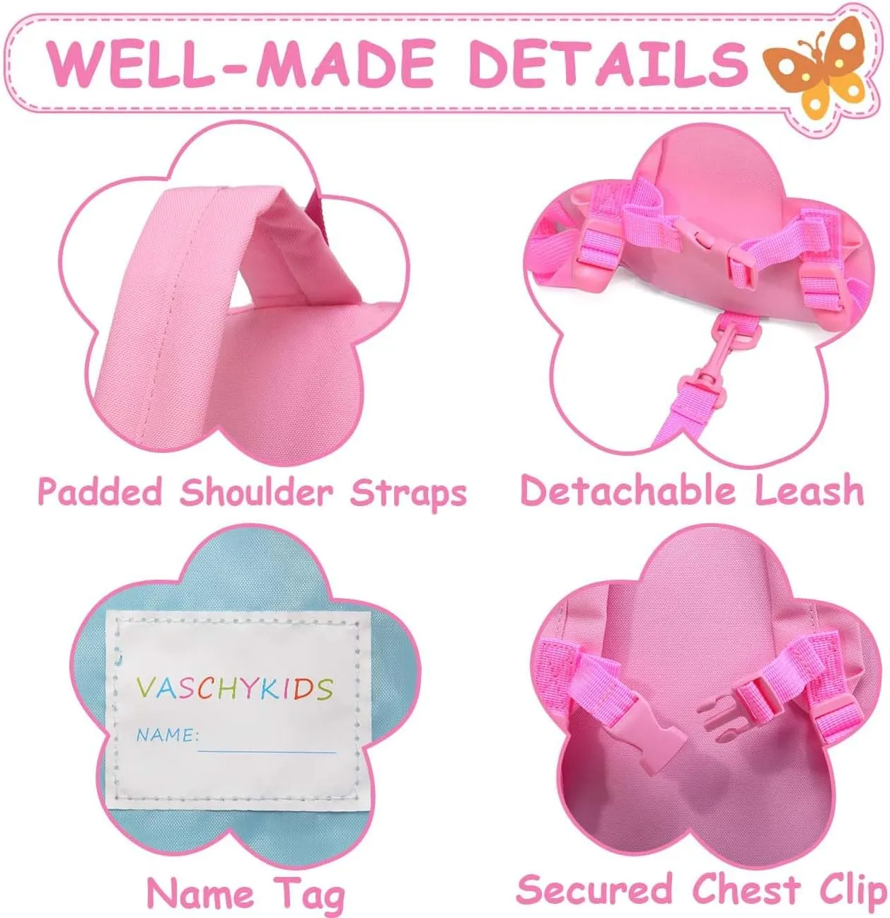 VASCHY Mini Toddler Backpack with Leash, Ultra Lightweight Tiny Little Daycare Backpack