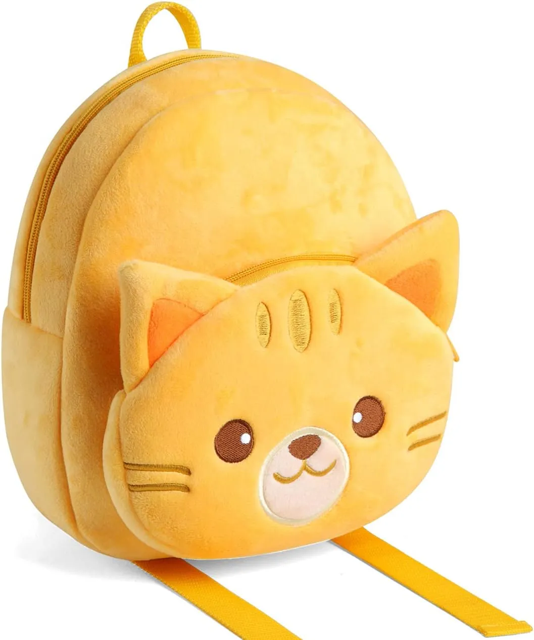 VASCHY Toddler Backpack, Baby Boys and Girls Cute Plush Animal Small Daycare Backpack for Baby Little Kids Yellow Cat