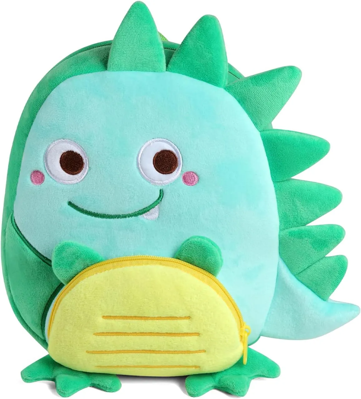 VASCHY Toddler Backpack, Baby Boys and Girls Cute Plush Animal Small Daycare Backpack for Little Kid Smiling Dinosaur