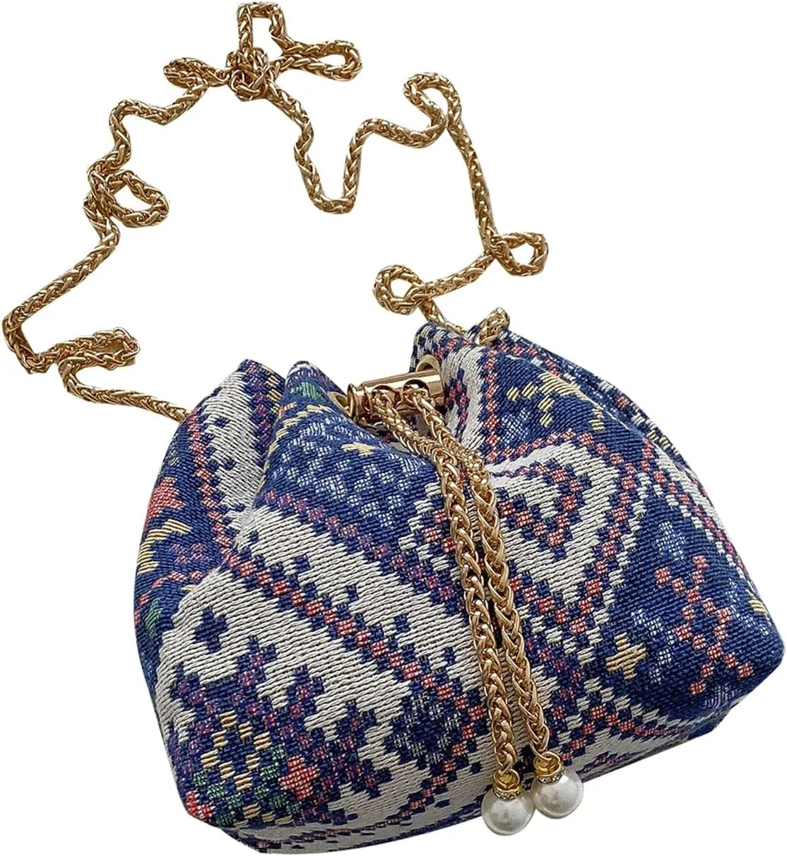 Verdusa Mini Plaid Print Drawstring Tote Bags Casual Handbags Retro Handbag