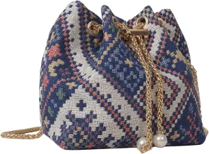Verdusa Mini Plaid Print Drawstring Tote Bags Casual Handbags Retro Handbag