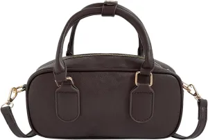 Verdusa Women's Bucket Leather Crossbody Satchel Bags Retro Top Handle Clutch Bowling Bag