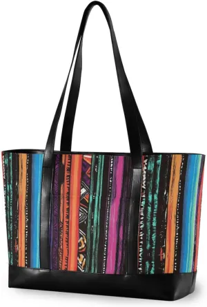 Vertical Stripes Boho Retro professional large laptop tote bag with zipper work tote for nurse work with teacher bolsos para mujeres