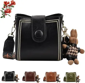 Vintage Fashion Bag with Adjustable Wider Shoulder Strap, Crossbody Bags for Women, Vintage Retro Small Water Bucket Bag