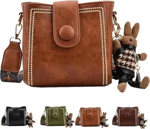 Vintage Fashion Bag With Adjustable Wider Shoulder Strap, Leather Shoulder Bags for women, Trendy Bucket Handbag