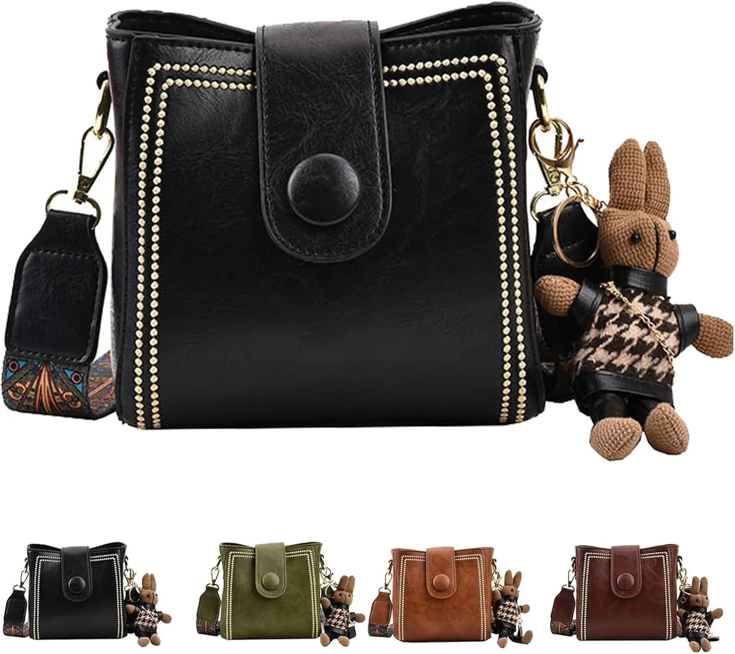 Vintage Fashion Bag With Adjustable Wider Shoulder Strap, Leather Shoulder Bags for women, Trendy Bucket Handbag