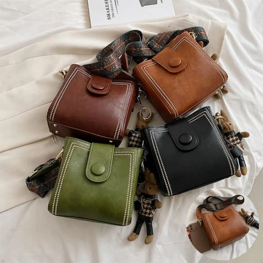 Vintage Fashion Bag with Adjustable Wider Shoulder Strap, Vintage Small Water Bucket BagMini Crossbody Bags for Women