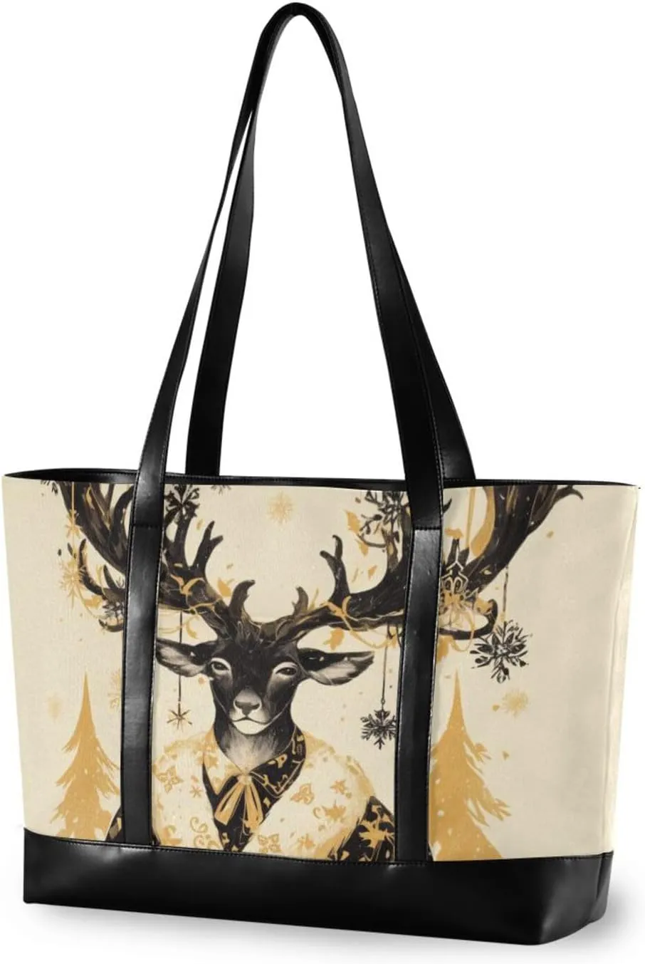 Vintage Grey Reindeer professional computer bags with zipper womens work tote bag for mom with Pool Gym Grocery Travel bolsos secret para mujeres