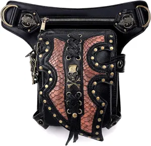 Vintage Leather Waist Bags Gothic Holster Leg Bags for Women Men Cross Body Shoulder Bag