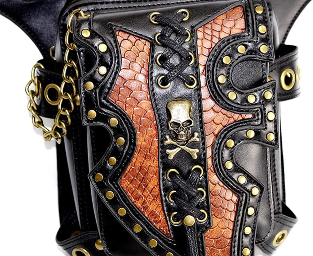 Vintage Leather Waist Bags Gothic Holster Leg Bags for Women Men Cross Body Shoulder Bag