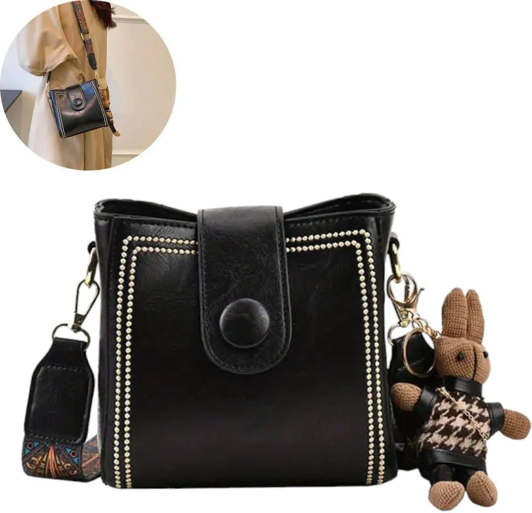 Vintage Retro Small Water Bucket Bag, Vintage Fashion Bag With Adjustable Wider Shoulder Strap
