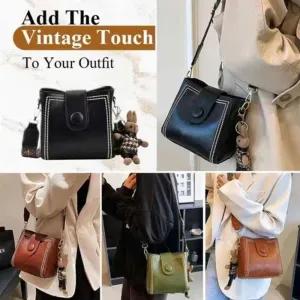 Vintage Retro Small Water Bucket Bag, Vintage Fashion Bag With Adjustable Wider Shoulder Strap