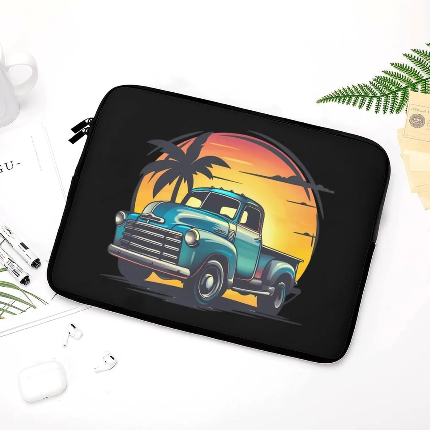 Vintage Truck Laptop Sleeve Case Protective Computer Bag Carrying Briefcase for Men Women 13inch
